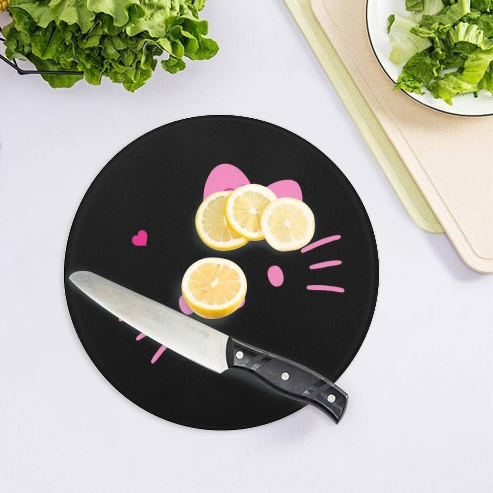 Amazon | ハローキティ まな板 強化ガラス 円形 ガラス板 直径